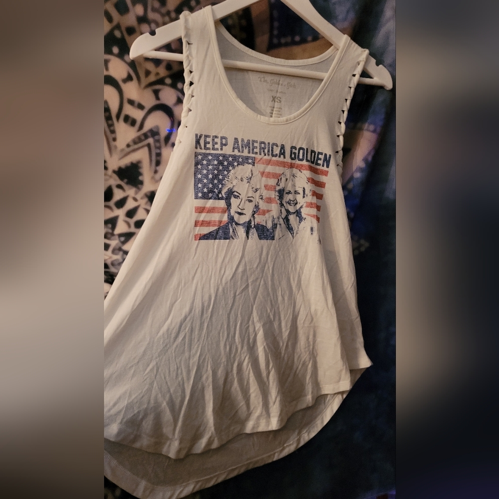 The golden girls womens xs drapey tank white Woven armholes loose fit
